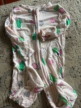 Angel Dear Pink Footed One-Piece with Green Avocado Print
